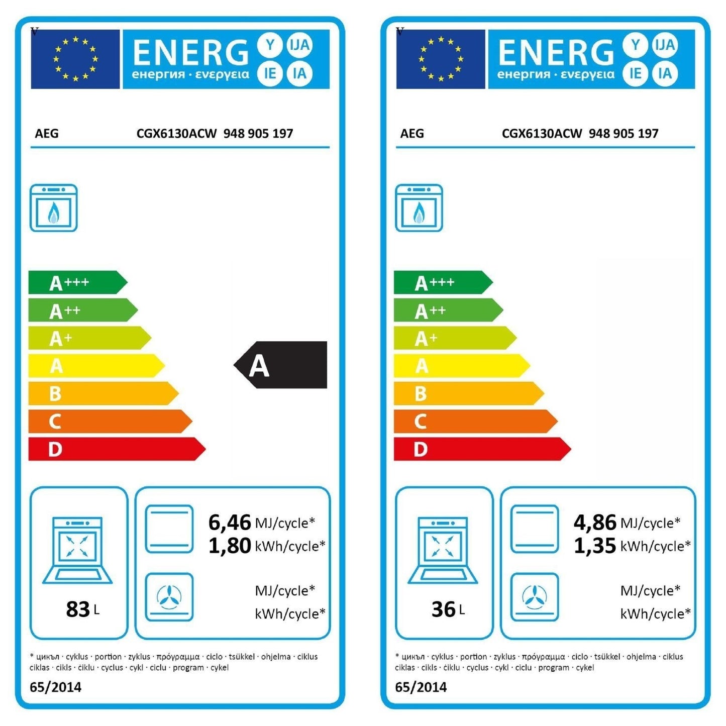 AEG CGX6130ACW 60cm Gas Double Oven Freestanding Cooker - White