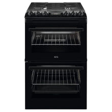 Load image into Gallery viewer, AEG CGX1130ACB 55cm Double Oven Gas Cooker with Lid - Black
