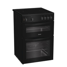 Load image into Gallery viewer, Indesit IDE6VMB 60cm Electric Double Cooker with Ceramic Hob - Black