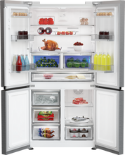 Load image into Gallery viewer, Blomberg KQD114VPX 90.8cm 60/40 Dual Cooling Frost Free American Fridge Freezer - Brushed Steel
