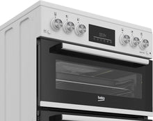 Load image into Gallery viewer, Beko EDG6231W 60cm Twin Cavity Gas Cooker with Enamel Hob - White