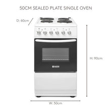 Load image into Gallery viewer, Haden HES051W 50cm Single Oven Electric Cooker - White
