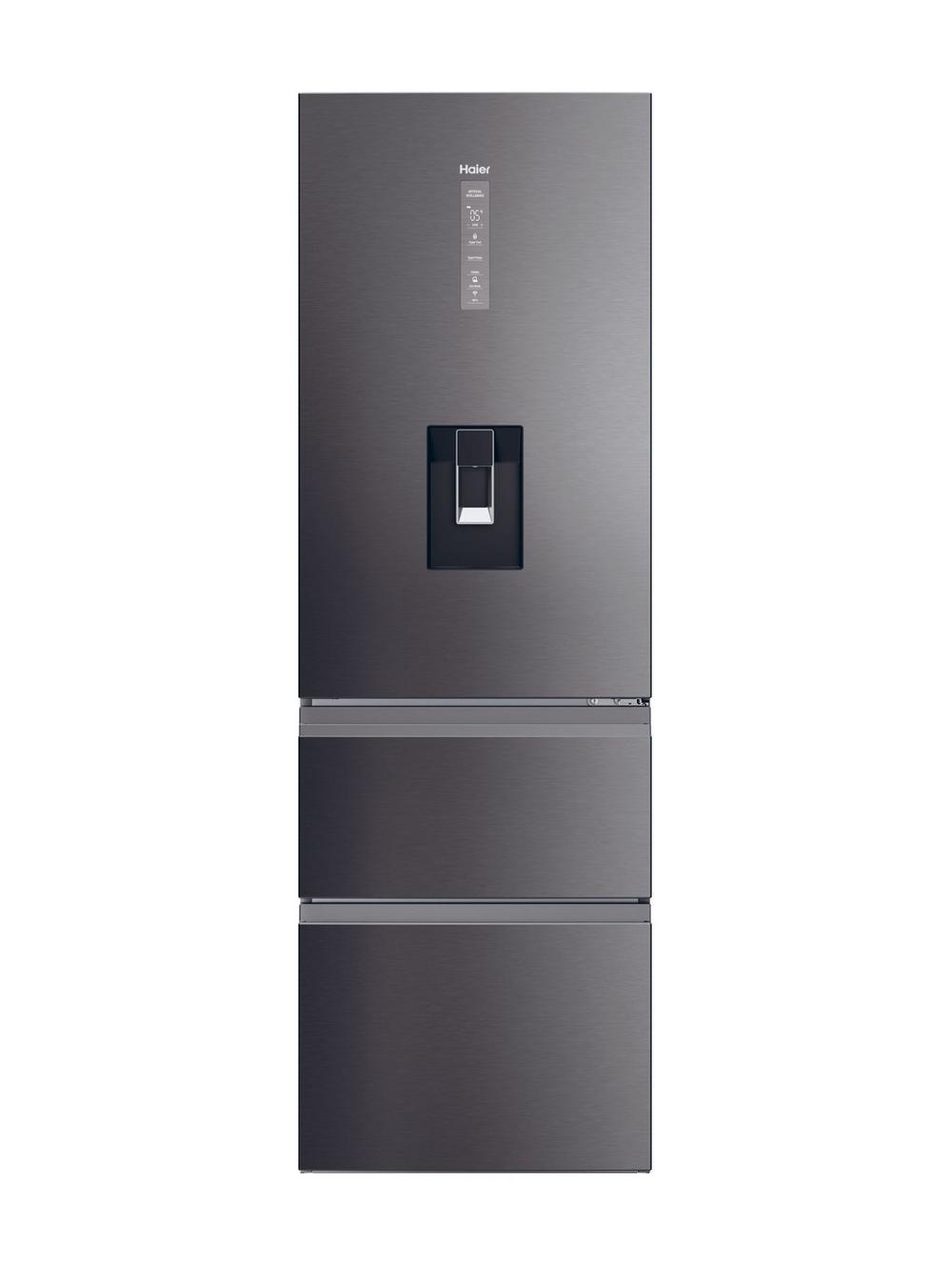 Haier HTW5618EWMP 59.5cm 60/40 Frost Free Fridge Freezer - Dark Inox