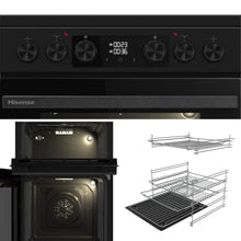 Load image into Gallery viewer, Hisense HDCEC5C10B 50cm Double Oven Electric Cooker with Ceramic Hob - Black