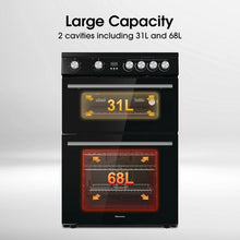 Load image into Gallery viewer, Hisense HDE3211BBUK 60cm Double Oven Electric Cooker with Ceramic Hob - Black