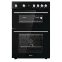 Load image into Gallery viewer, Hisense HDE3211BBUK 60cm Double Oven Electric Cooker with Ceramic Hob - Black