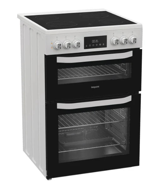 Hotpoint HTE6VDCW - White 60cm Electric Cooker - Ceramic Hob - A Energy