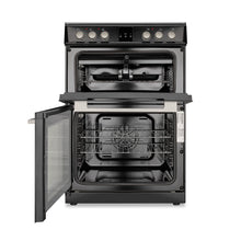 Load image into Gallery viewer, Montpellier MDOC60FK Black 60cm Double Oven Cooker