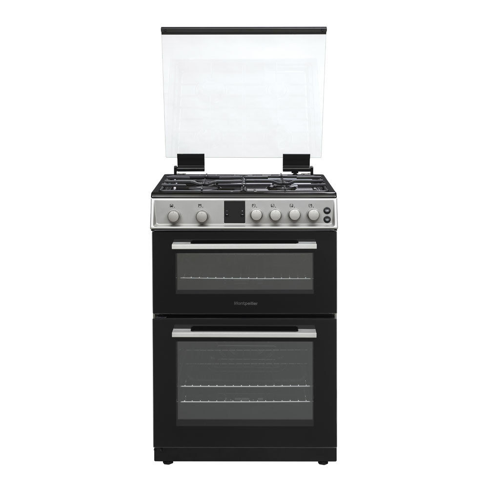 Montpellier MDOG60LS Silver Gas Double Oven Lidded 60cm Cooker