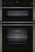 Load image into Gallery viewer, Neff U1ACE2HG0B 59.4cm Built In Electric Double Oven - Black with Graphite Trim