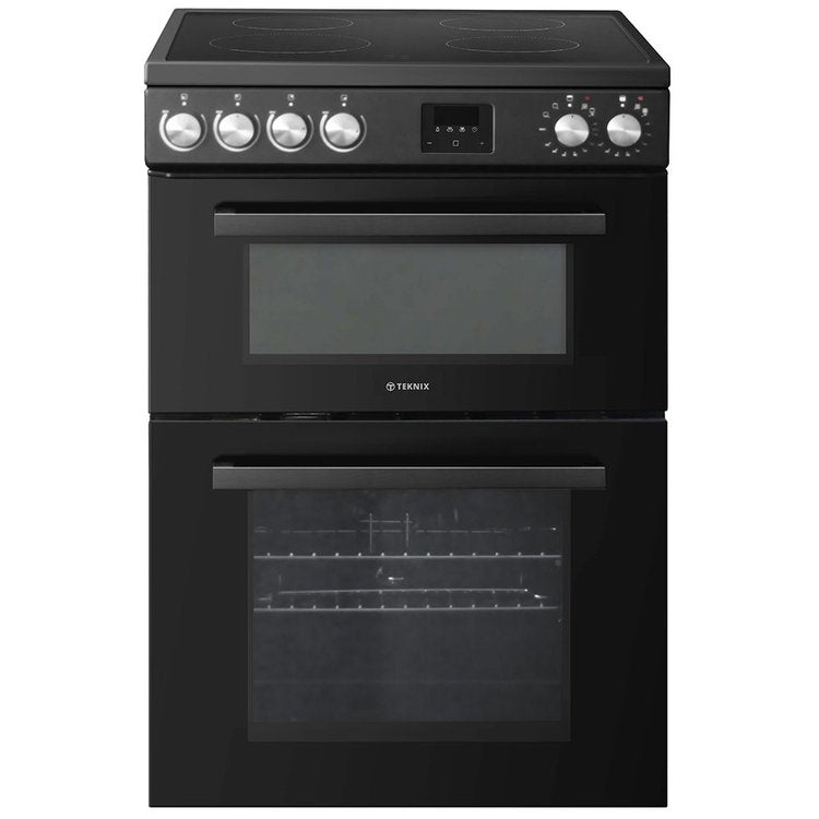 Teknix TKED64B Ceramic Cooker, Twin Cavity, 60cm, Black