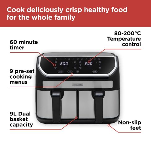 Black & Decker BXAF17094GB 9 Litre Dual Air Fryer