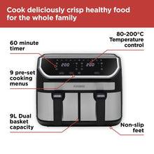 Load image into Gallery viewer, Black & Decker BXAF17094GB 9 Litre Dual Air Fryer