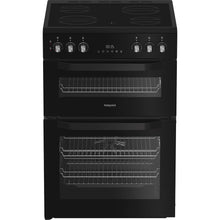 Load image into Gallery viewer, Hotpoint HDE6VDB1 60cm Electric Double Cooker with Multiflow - Black