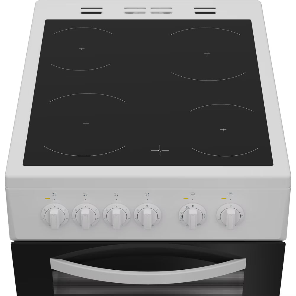 Indesit ITE5VMW 50cm Electric Twin Cooker with Ceramic Hob - White