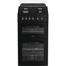 Load image into Gallery viewer, Hotpoint HDG5GCB Freestanding 50cm Gas Double Cooker – Black