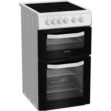Load image into Gallery viewer, Hotpoint HTE5VCW 50cm Electric Cooker with Ceramic Hob – White