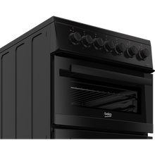 Load image into Gallery viewer, Beko EDVC503B 50cm Double Oven Electric Cooker with Ceramic Hob - Black - A Energy Rated

