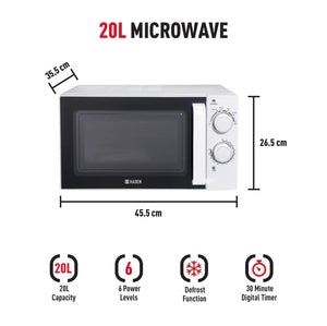 HADEN 195678  20L White Stainless Steel Cavity Microwave