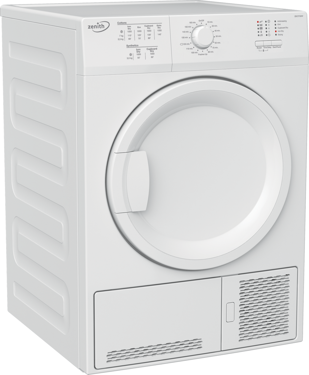 Zenith ZDCT700W 7kg Condenser Tumble Dryer - White - B Energy Rated