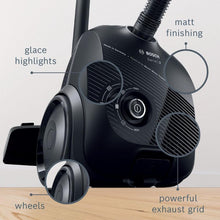 Load image into Gallery viewer, Bosch BGBS2BA1GB Serie 2 ProEco 600W 3kg Bagged Cylinder Vacuum Cleaner - Black