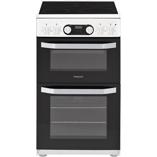 Hotpoint HD5V93CCW White 50cm Double Oven. Ceramic Hob Cooker