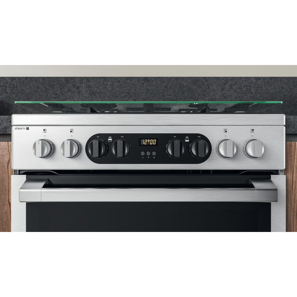 Hotpoint HD67G8CCX Stainless Steel 60cm Dual Fuel Double Oven Cooker