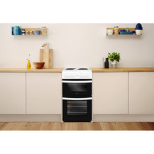 Load image into Gallery viewer, Indesit ID5E92KMW White 50cm Twin Cavity Electric Cooker
