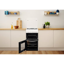 Load image into Gallery viewer, Indesit Cloe ID5G00KMW/L White Twin Cavity Gas Cooker