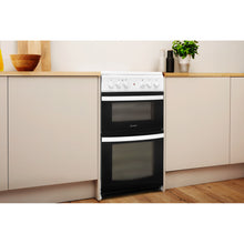 Load image into Gallery viewer, Indesit ID5V92KMW Ceramic Hob Twin Cavity 50cm Cooker - White