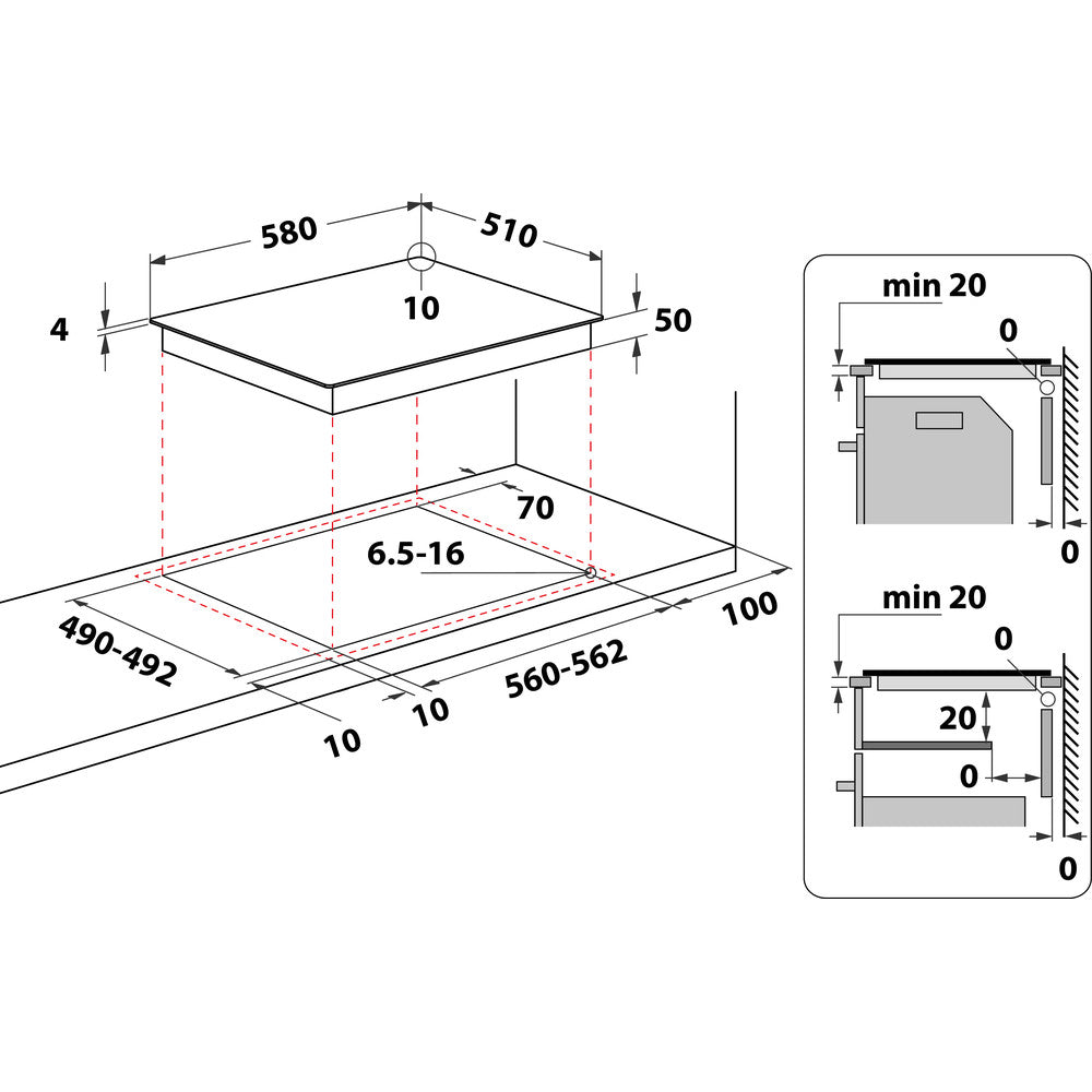 Hotpoint HR619CH 60cm Frameless Ceramic Hob