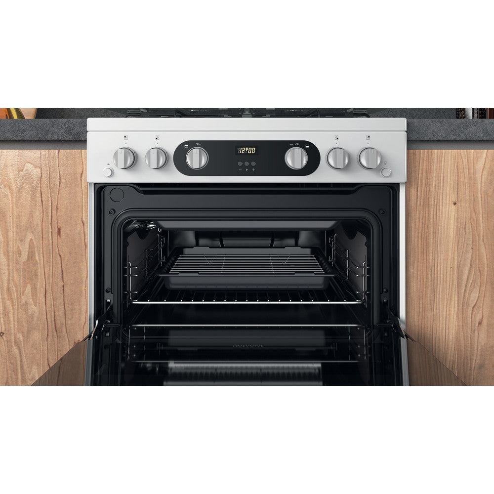 Hotpoint HD67G02CCW 60cm Gas Double Oven Cooker