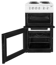 Load image into Gallery viewer, Beko KD531AW 50cm Twin Cavity Electric Cooker Solid Plate Hob