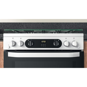 Hotpoint HDM67G0CCW White Double Oven Gas Cooker