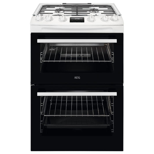 AEG CGX6130ACW 60cm Gas Double Oven Freestanding Cooker - White