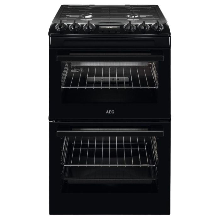 AEG CGX1130ACB 55cm Double Oven Gas Cooker with Lid - Black