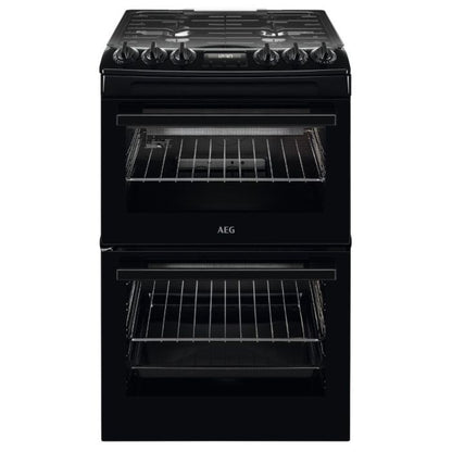 AEG CGX1130ACB 55cm Double Oven Gas Cooker with Lid - Black