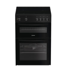 Load image into Gallery viewer, Indesit IDE6VMB 60cm Electric Double Cooker with Ceramic Hob - Black
