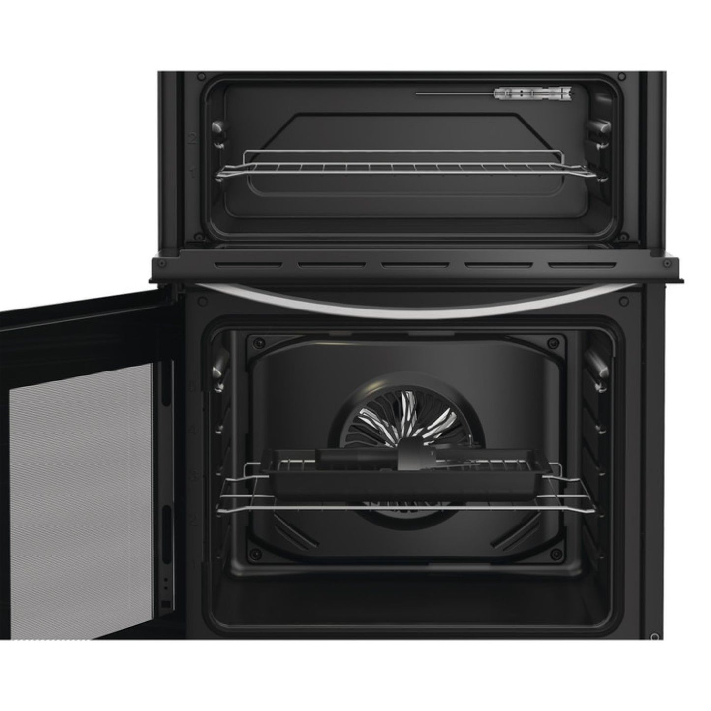 Indesit IDE6VMB 60cm Electric Double Cooker with Ceramic Hob - Black
