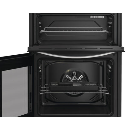 Indesit IDE6VMB 60cm Electric Double Cooker with Ceramic Hob - Black