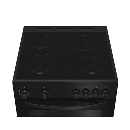 Indesit IDE6VMB 60cm Electric Double Cooker with Ceramic Hob - Black