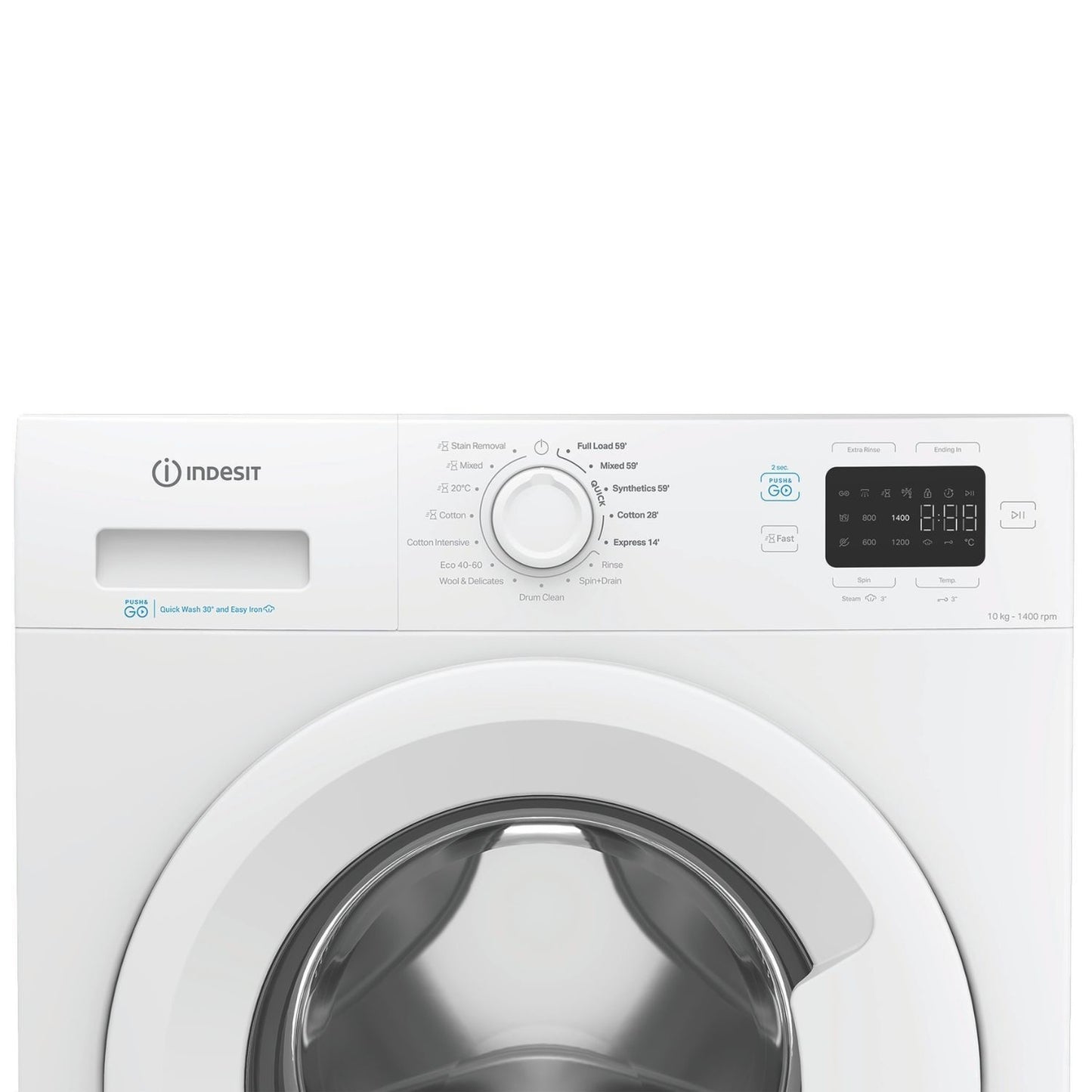 Indesit IP1046PUSHGOUK - 10kg Washing Machine with Steam Technology - White