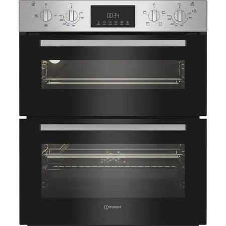 Indesit DUI12DIX Built Under Electric Fan Double Oven - Stainless Steel