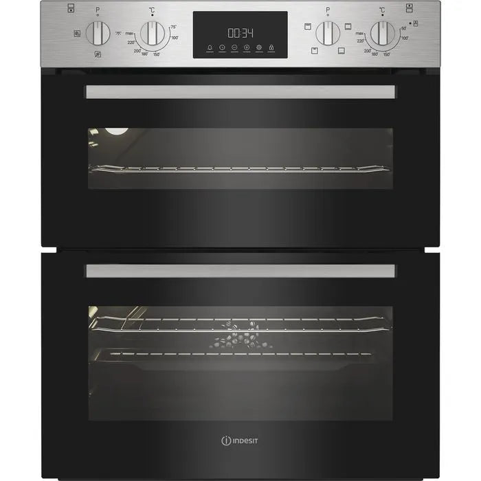 Indesit DUI10DIX Built Under Electric Fan Double Oven - Stainless Steel
