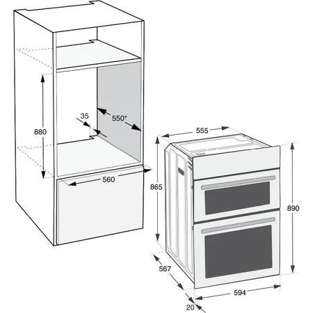 INDESIT DII10NS - Built In Electric Fan Oven 69L / 36L - Silver