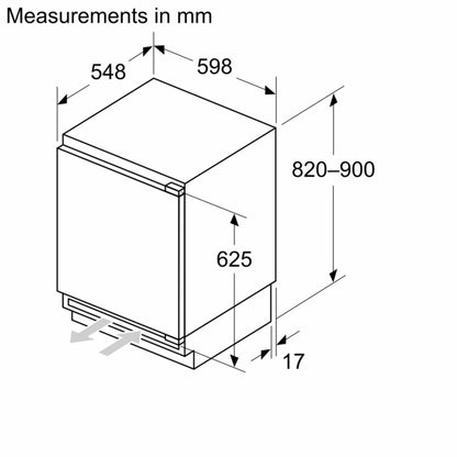 Series 4, Built-in freezer, 82 x 59.8 cm, flat hinge GUN21VFE0G