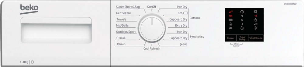 Beko DTKCE80021W 8kg Condenser Tumble Dryer with Sensor Programmes - White