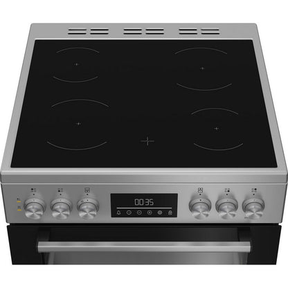 Beko EDC6731S 60cm Double Oven Electric Cooker with Vitroceramic Hob - Silver