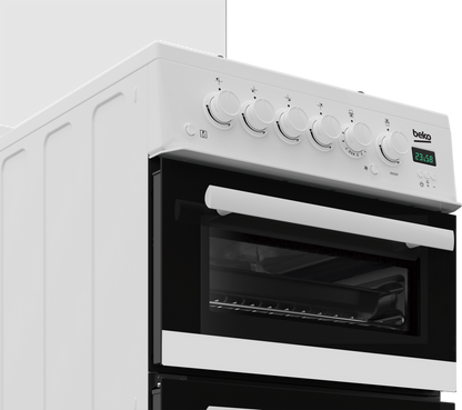 Beko EDG507W 50cm Twin Cavity Gas Cooker with Gas Hob - White