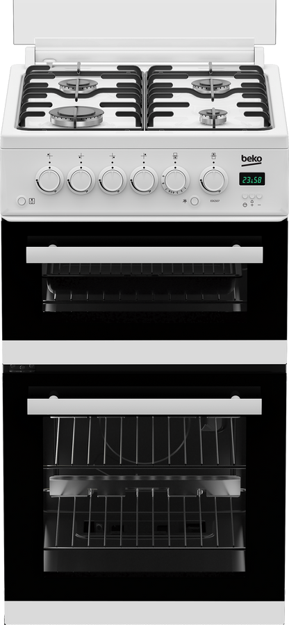 Beko EDG507W 50cm Twin Cavity Gas Cooker with Gas Hob - White